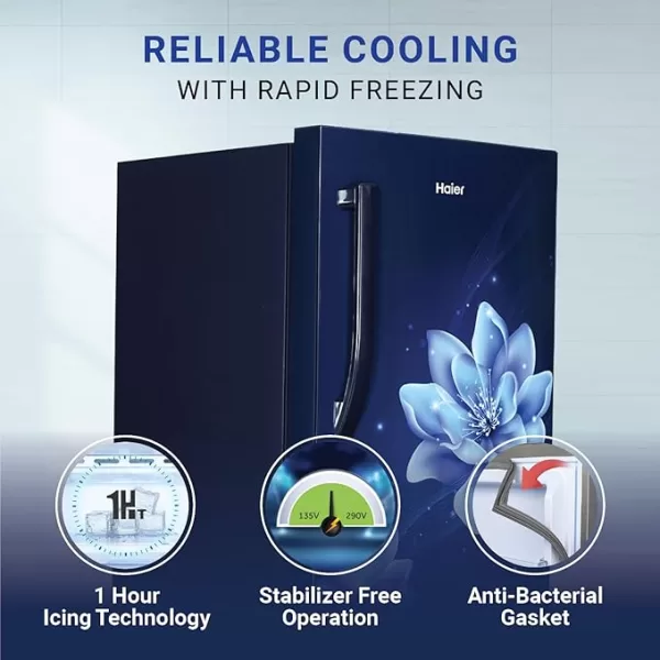 Haier 190 L Direct Cool Single Door 5 Star Refrigerator with Base Drawer  (Marine Peony, HRD-2105PMP-P) - Image 4